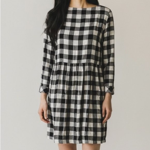 J. Jill Dresses & Skirts - J.Jill Black White Gingham Empire Waist Country Chic Button Back Dress | Small